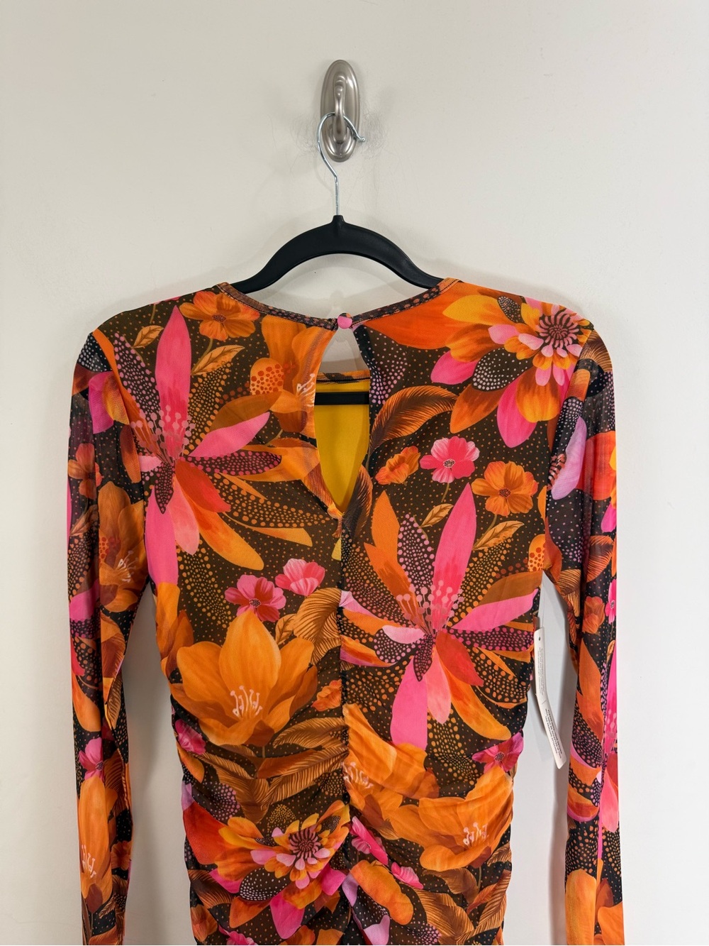 Farm Rio x Anthropologie Long Sleeve Ruched Midi Dress Size S Floral Print NWT - Picture 8 of 15
